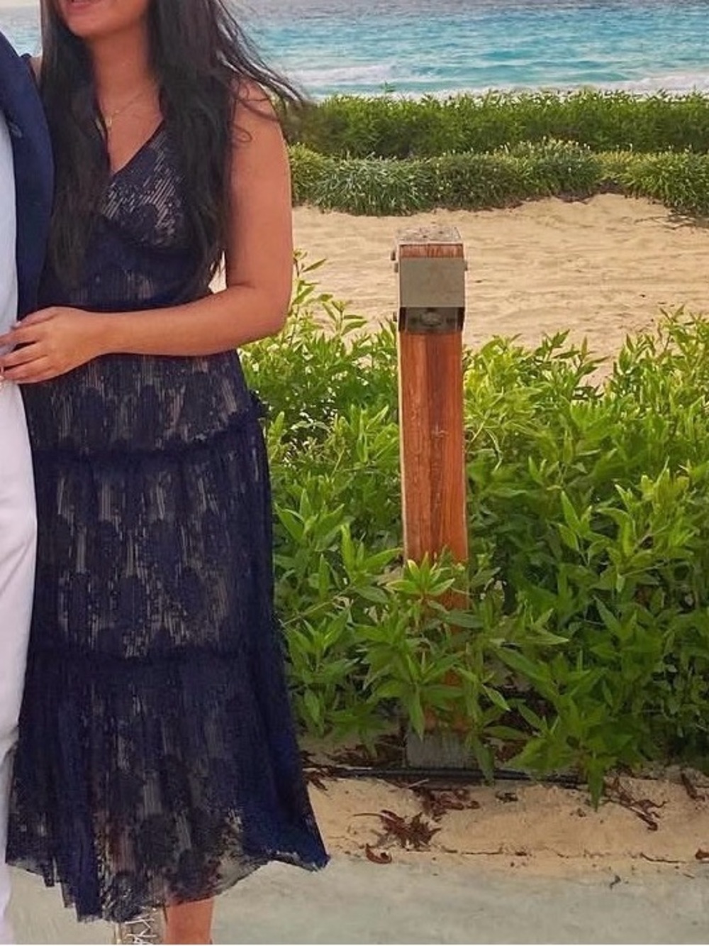 Maggy London Navy Lace Midi Dress